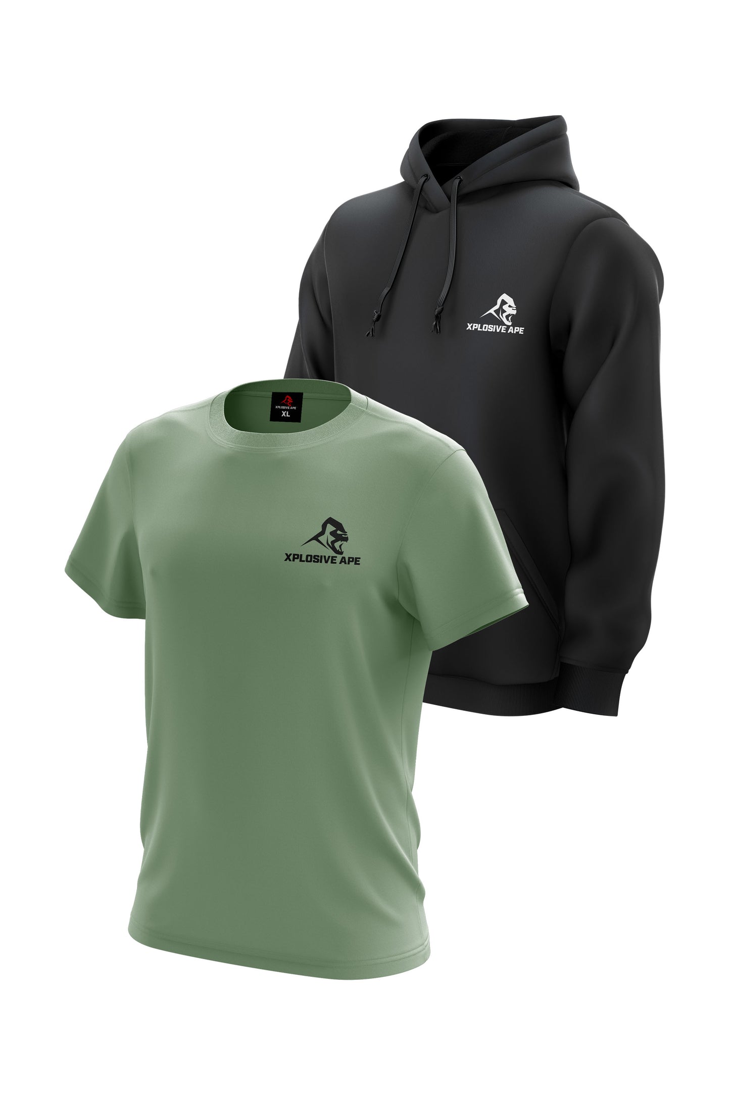 XAPE Classic String Hoodie & Logo Tee Combo - Black/Sage