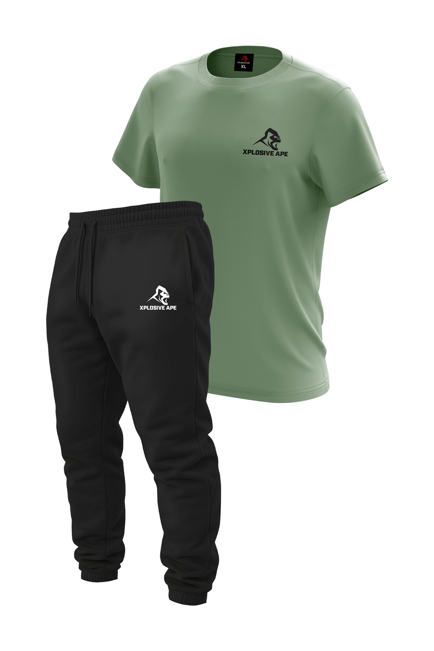 XAPE Prime Logo Joggers & Classic Logo Tee Combo - Black/Sage