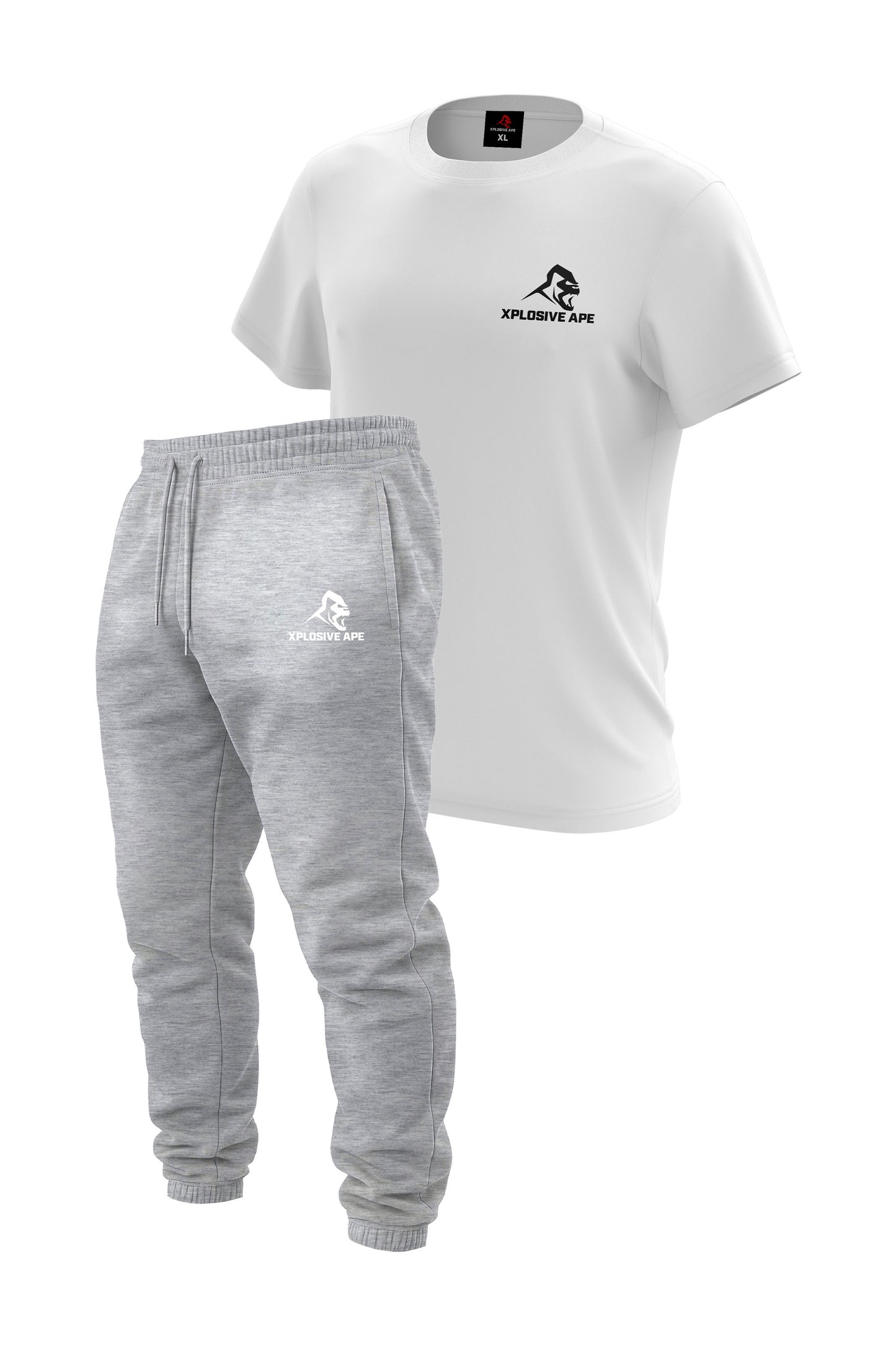 XAPE Prime Logo V2 Joggers & Classic Logo Tee Combo - Sports Grey/White