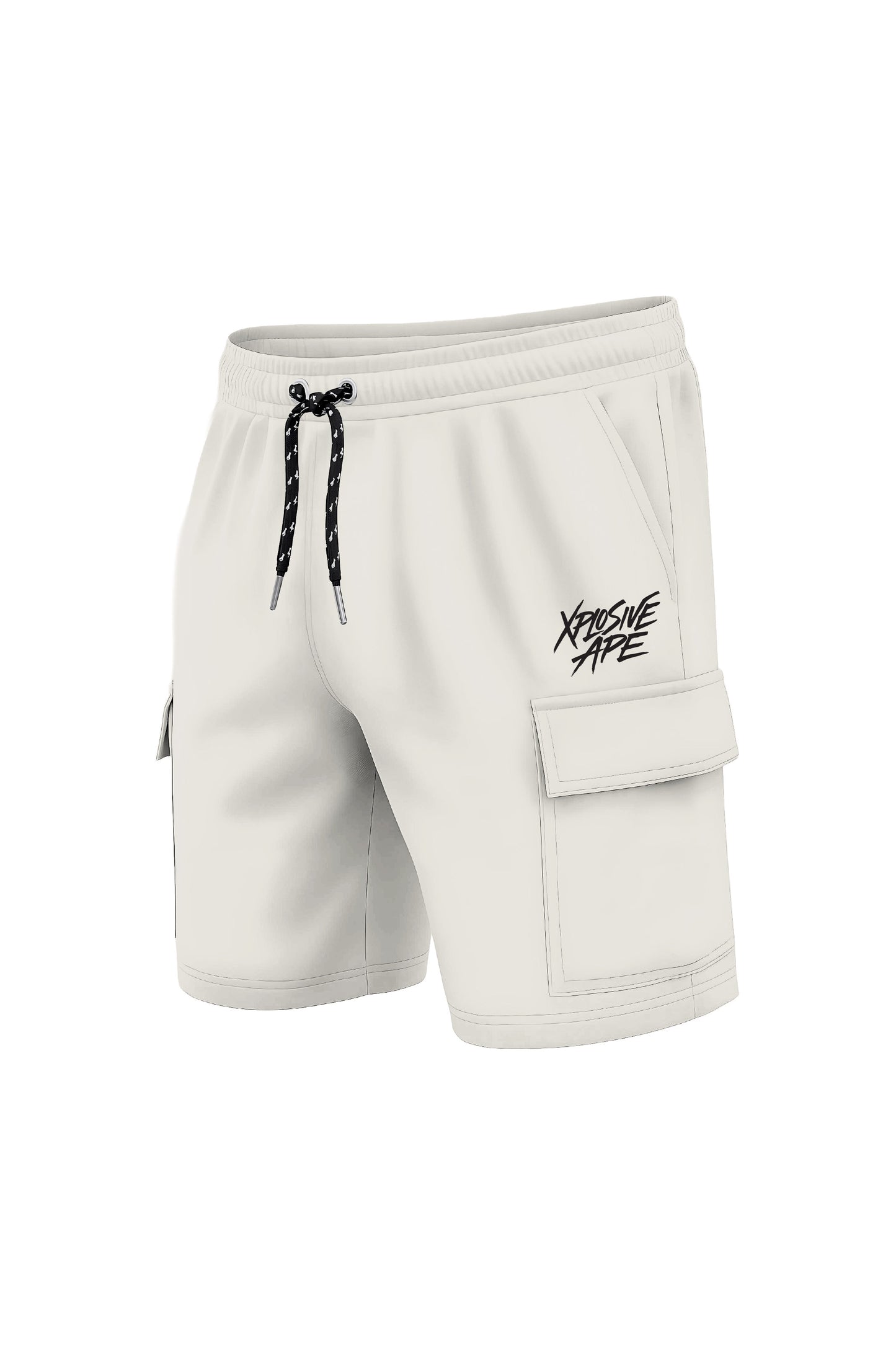 XAPE Classic Brush Script Cargo Shorts - Cream