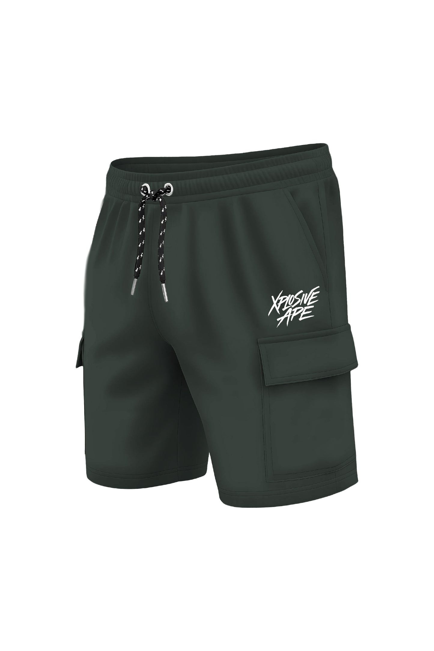 XAPE Classic Brush Script Cargo Shorts - Dark Green