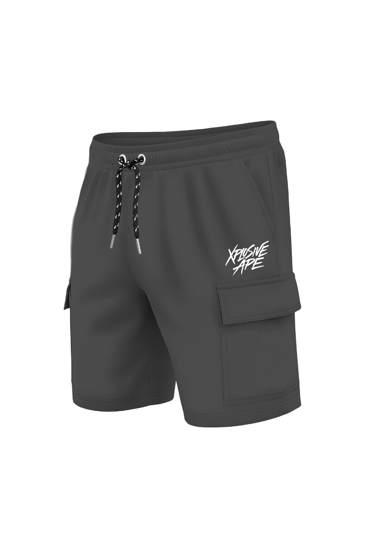 XAPE Classic Brush Script Cargo Shorts - Dark Grey