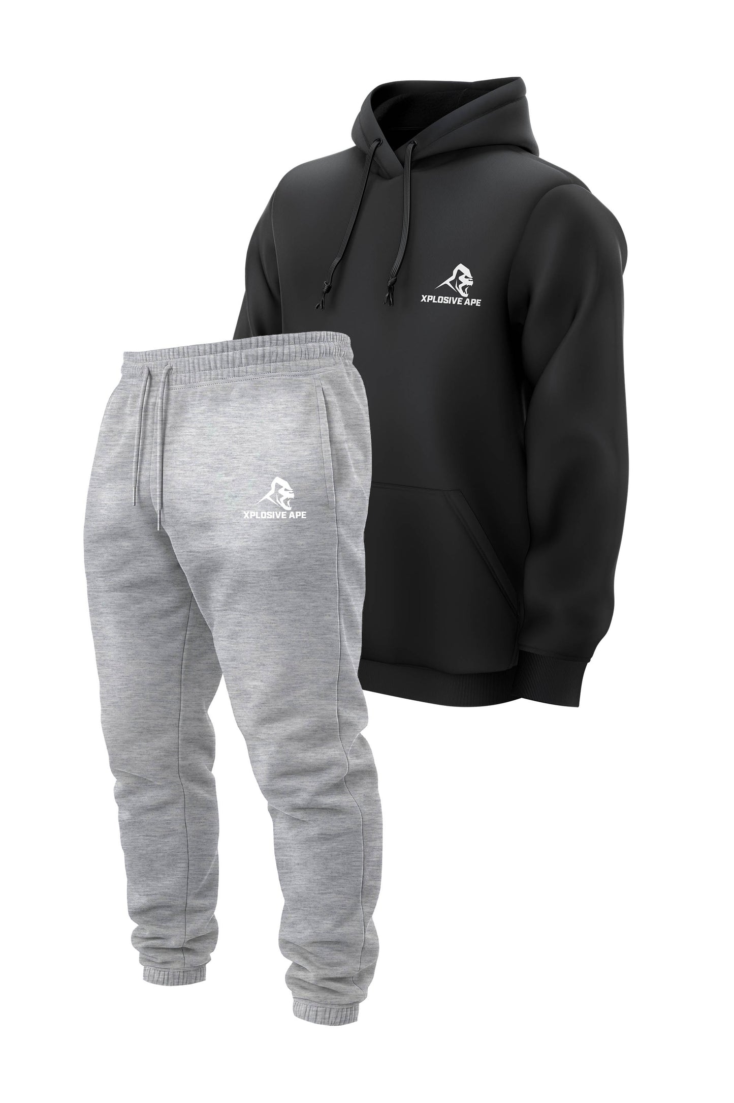 XAPE Classic String Hoodie & Classic Logo Joggers Combo - Black/Ash Grey