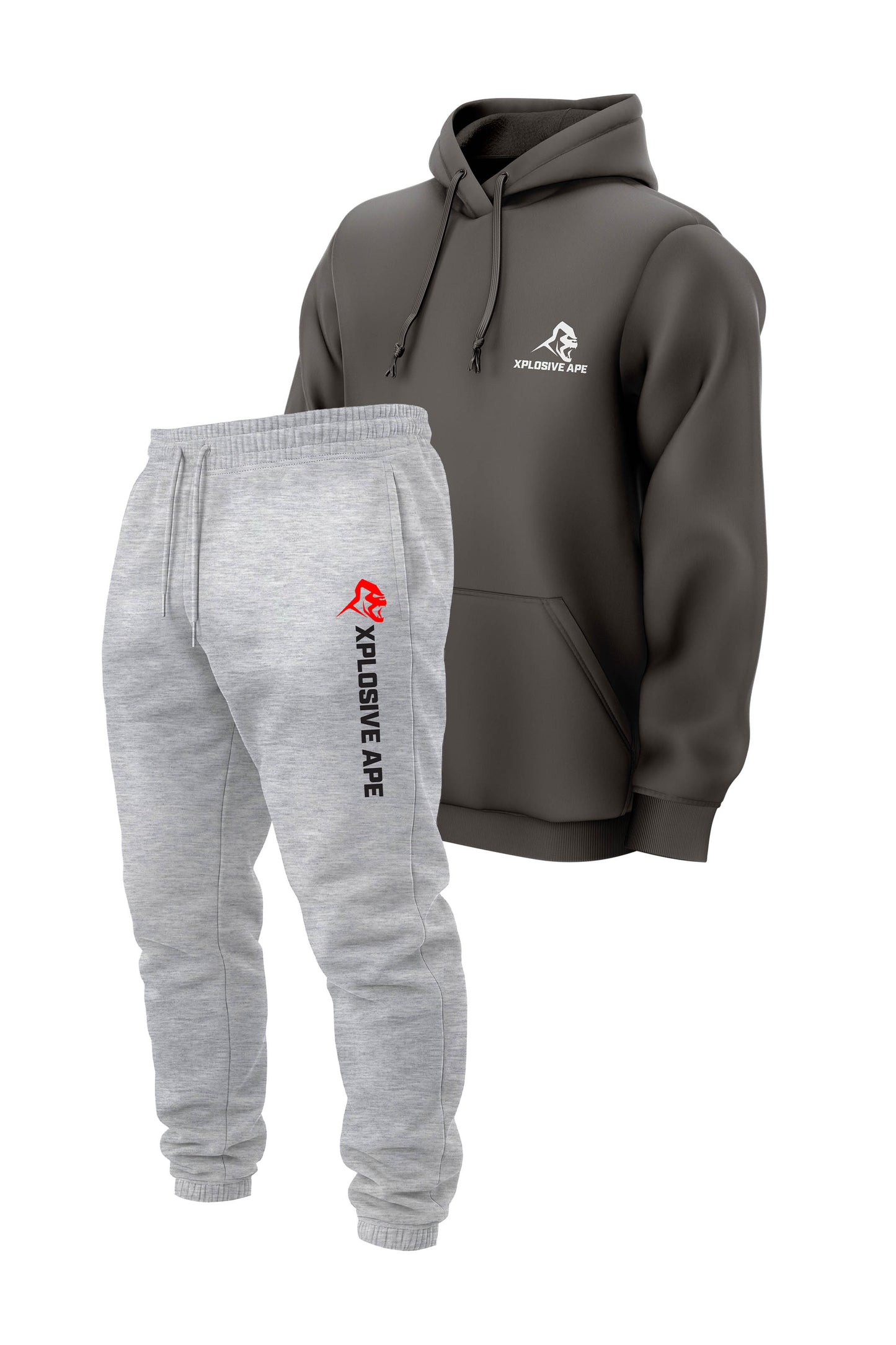 XAPE Classic String Hoodie & Originals V2 Joggers Combo - Charcoal/Ash Grey