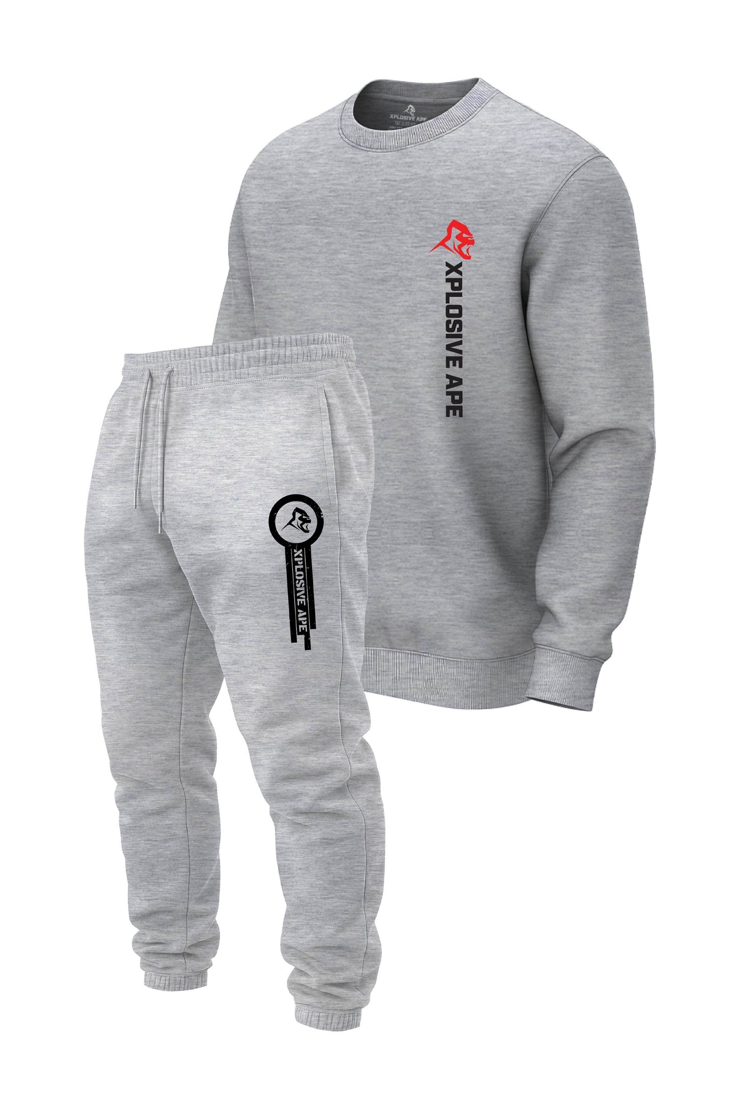 XAPE Originals Logo V2 Sweatshirt & Panelled V2 Joggers Combo - Sports Grey/Ash Grey