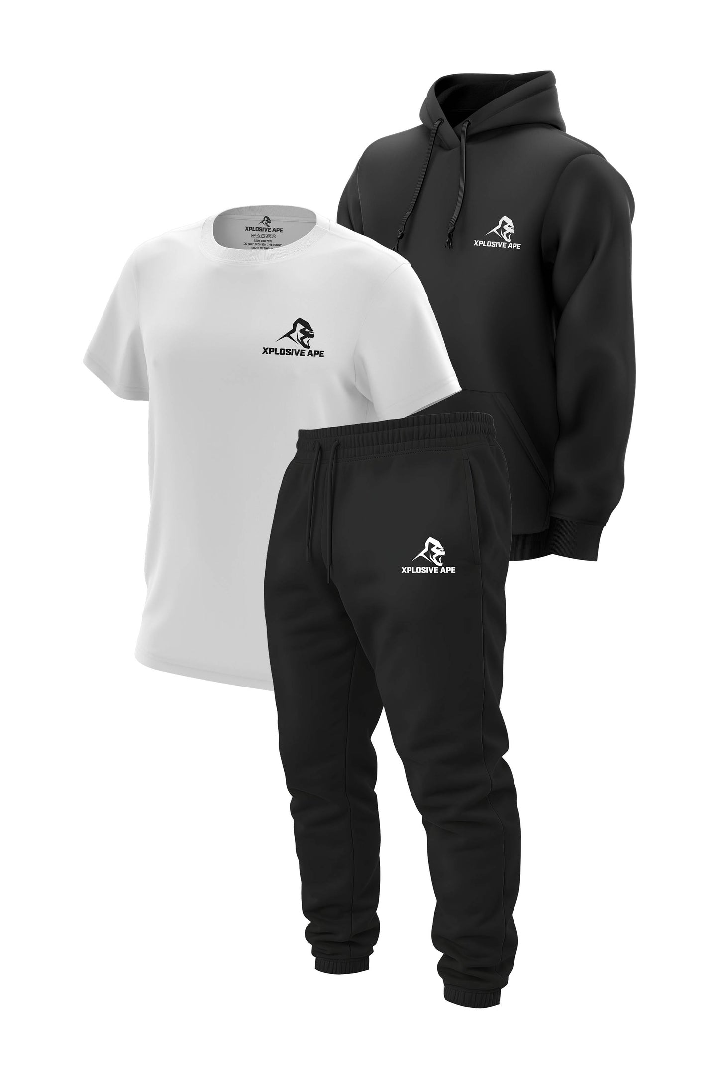 XAPE Prime Hoodie Tee & Joggers Combo - Black/White/Black
