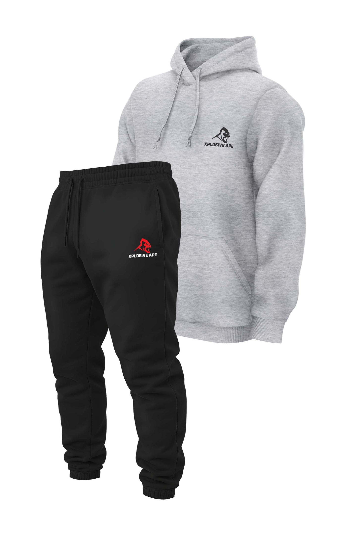 XAPE Classic V2 String Hoodie & Original Logo V2 Joggers Combo - Heather Grey/Black