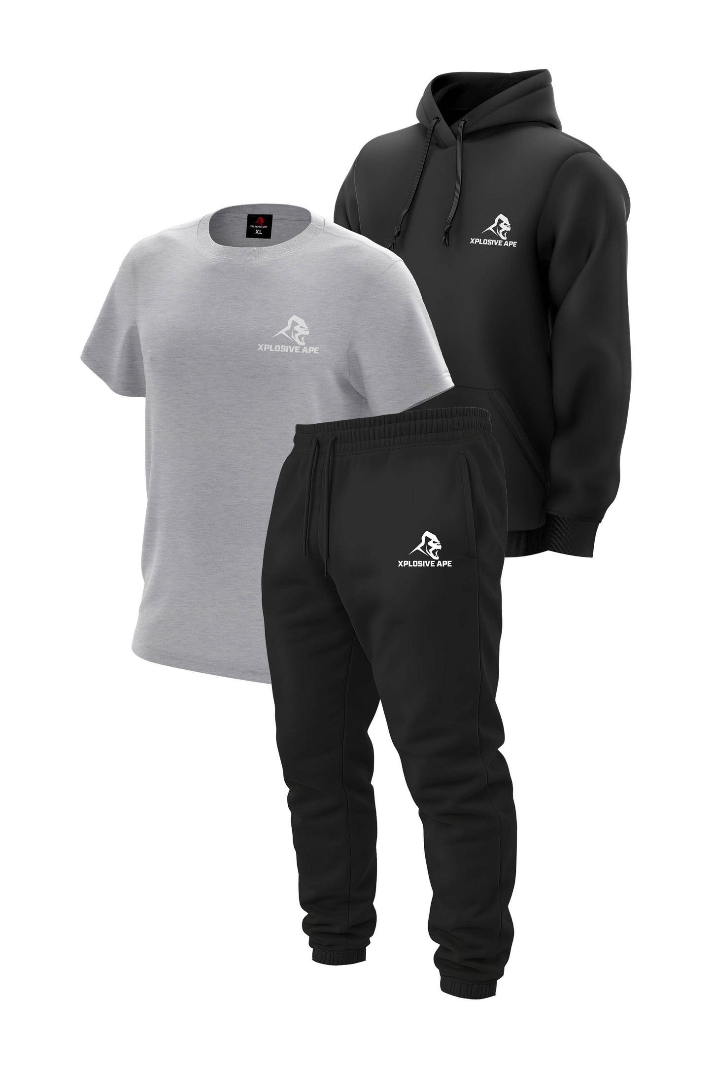 XAPE Prime Hoodie Tee & Joggers Combo - Black/Grey/Black