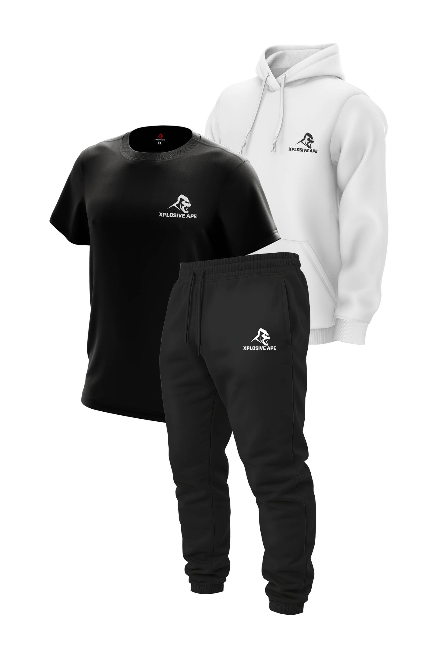 XAPE Prime Hoodie Tee & Joggers Combo - White/Black/Black