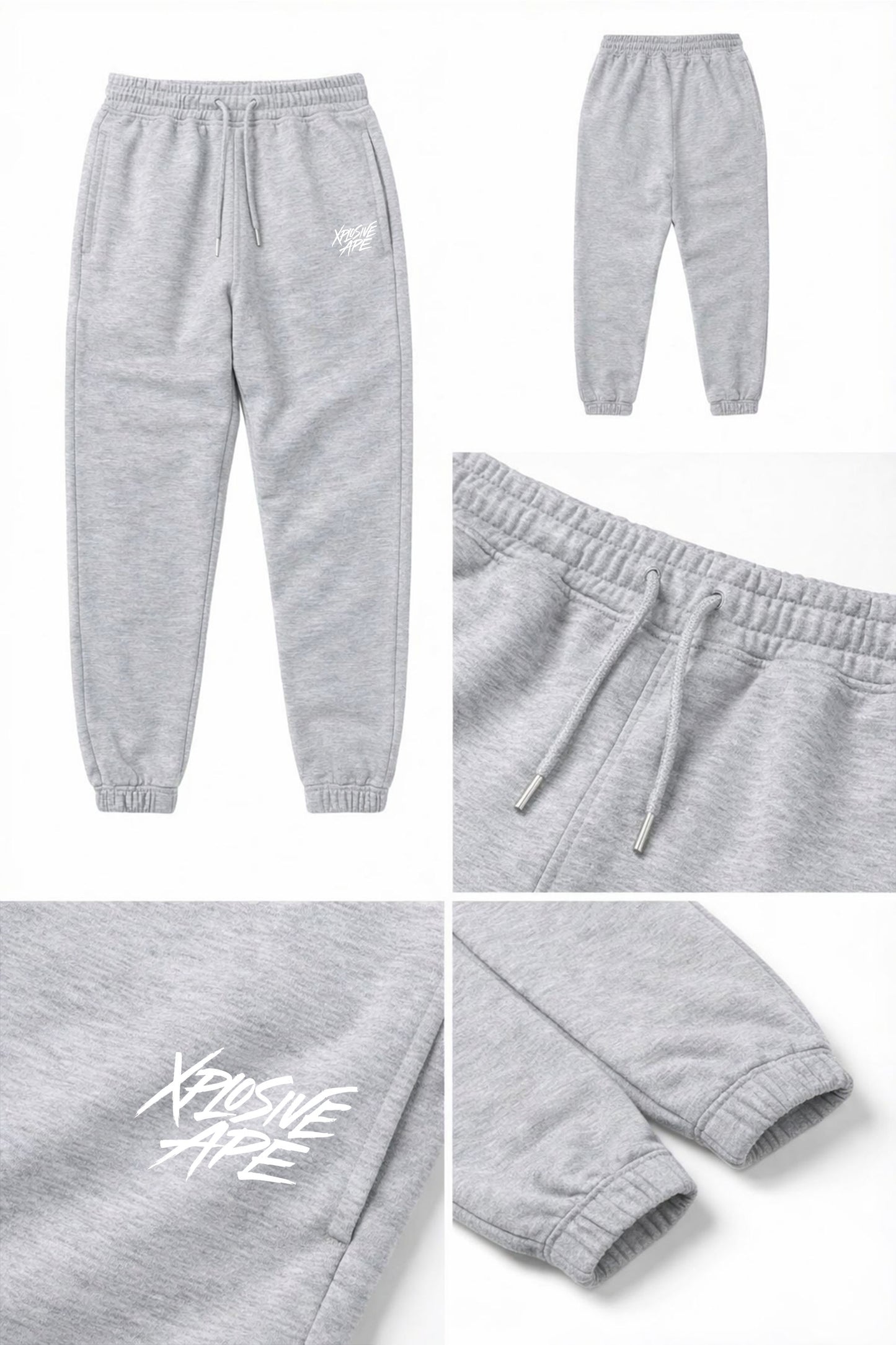 XAPE Classic Brush Script Joggers - Heather Grey