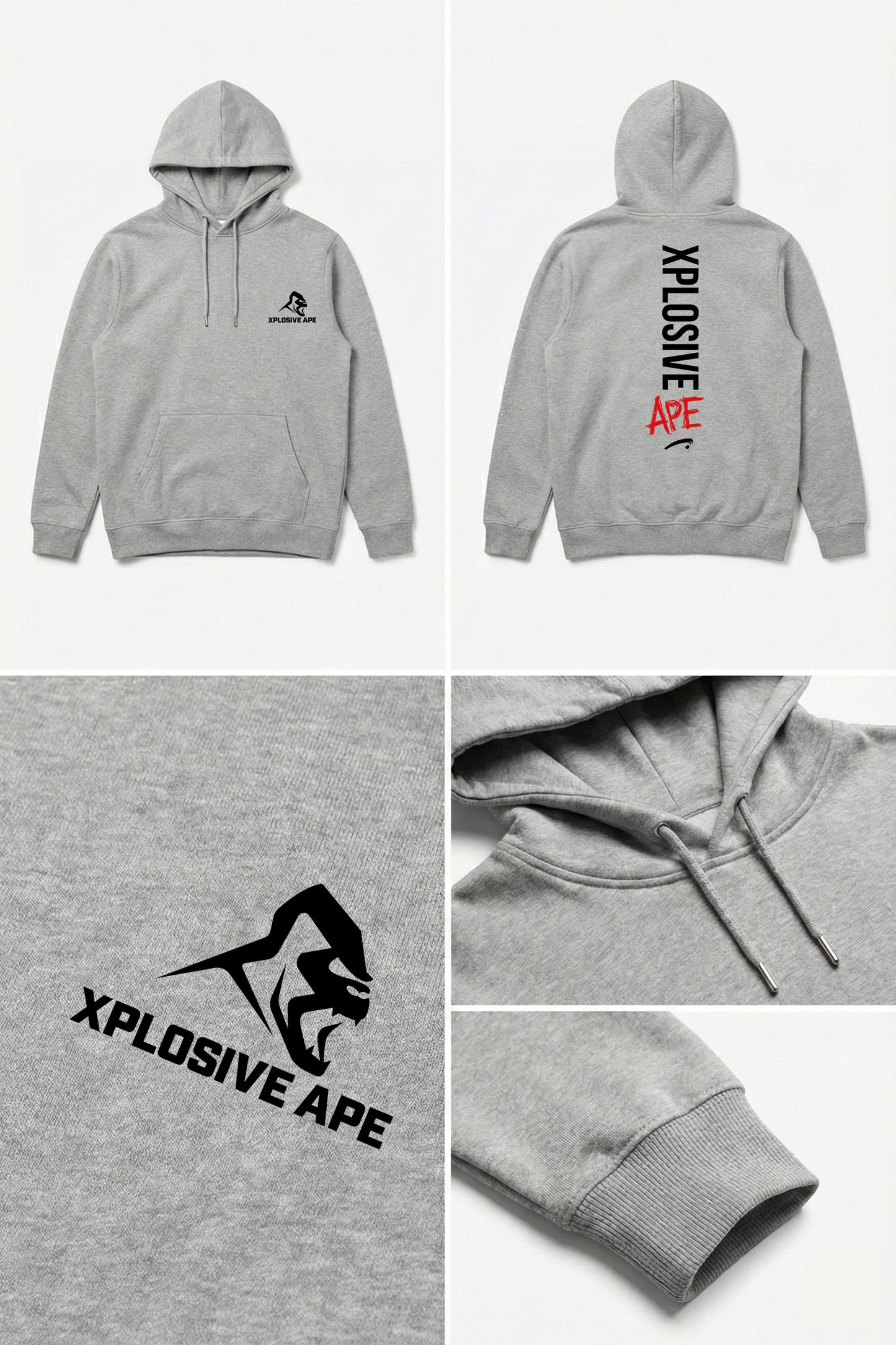 XAPE Graffiti V2 String Hoodie - Sports Grey