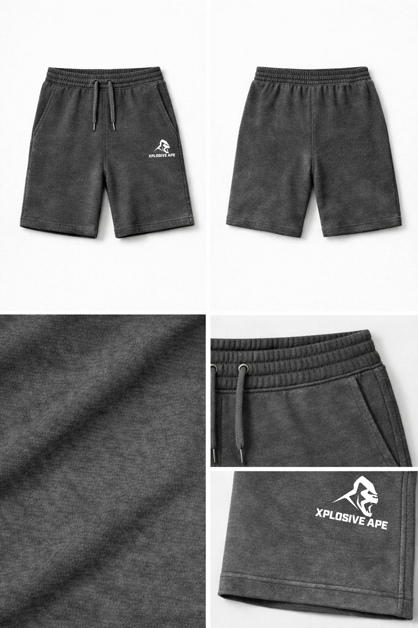 XAPE Vintage Wash Shorts - Charcoal