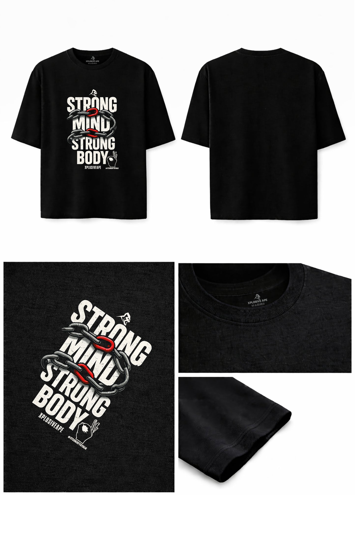 XAPE X AMC Strong Mind Strong Body Oversized Tee - Black