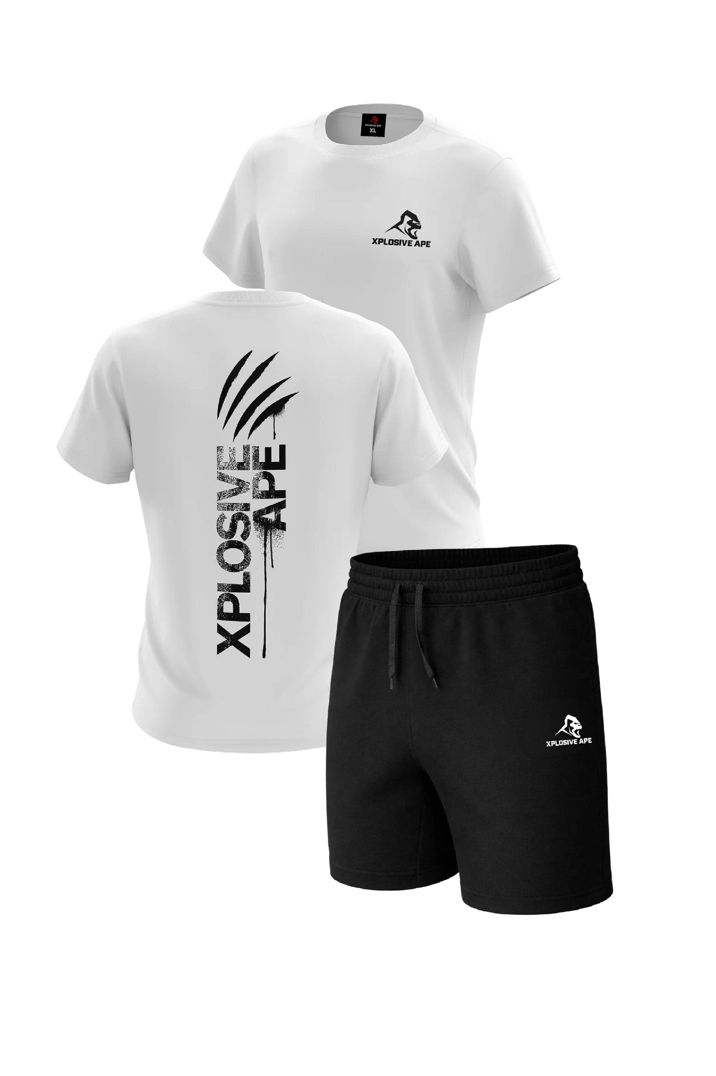 XAPE Claw Tee & Prime Oversized Shorts Combo - White/Black