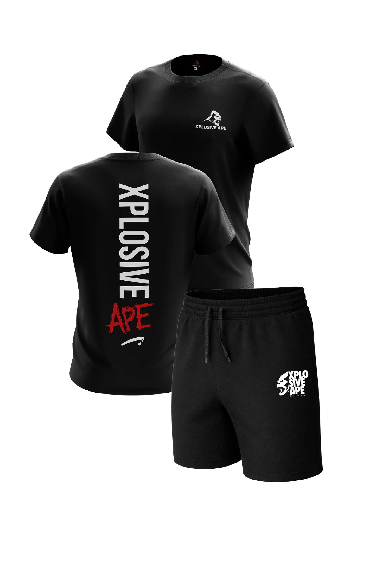XAPE Graffiti Tee & Ultimate Ape Oversized Shorts Combo - Black