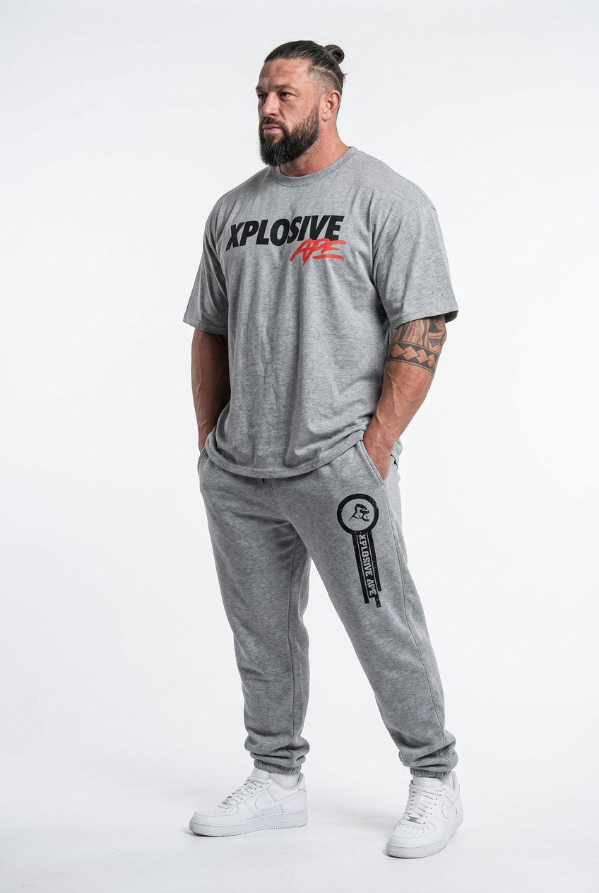 XAPE Holder Tee & Panelled Joggers Combo - Sports Grey