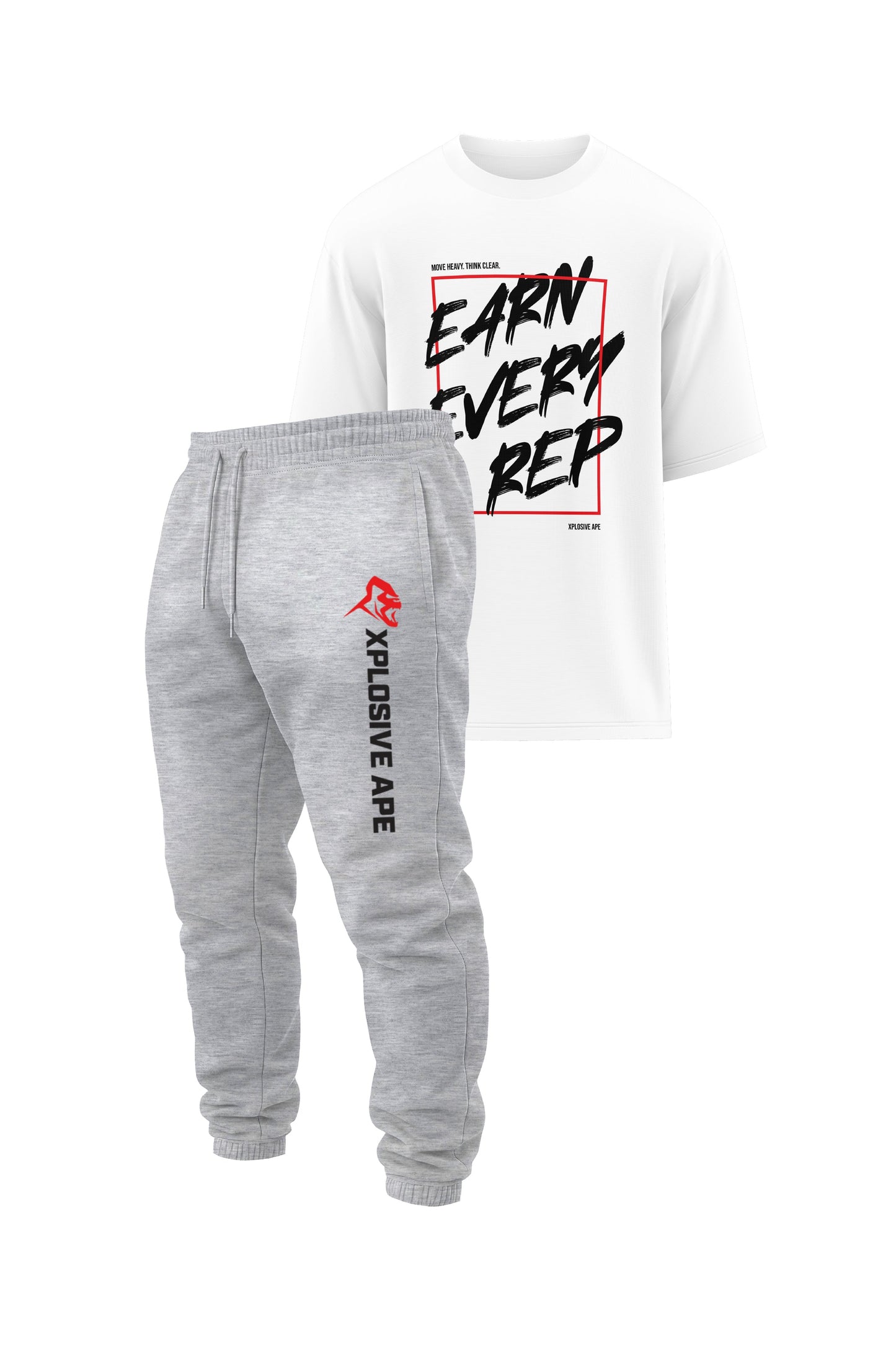 XAPE Weight Warp Oversized Tee & Originals Joggers - White/Sports Grey