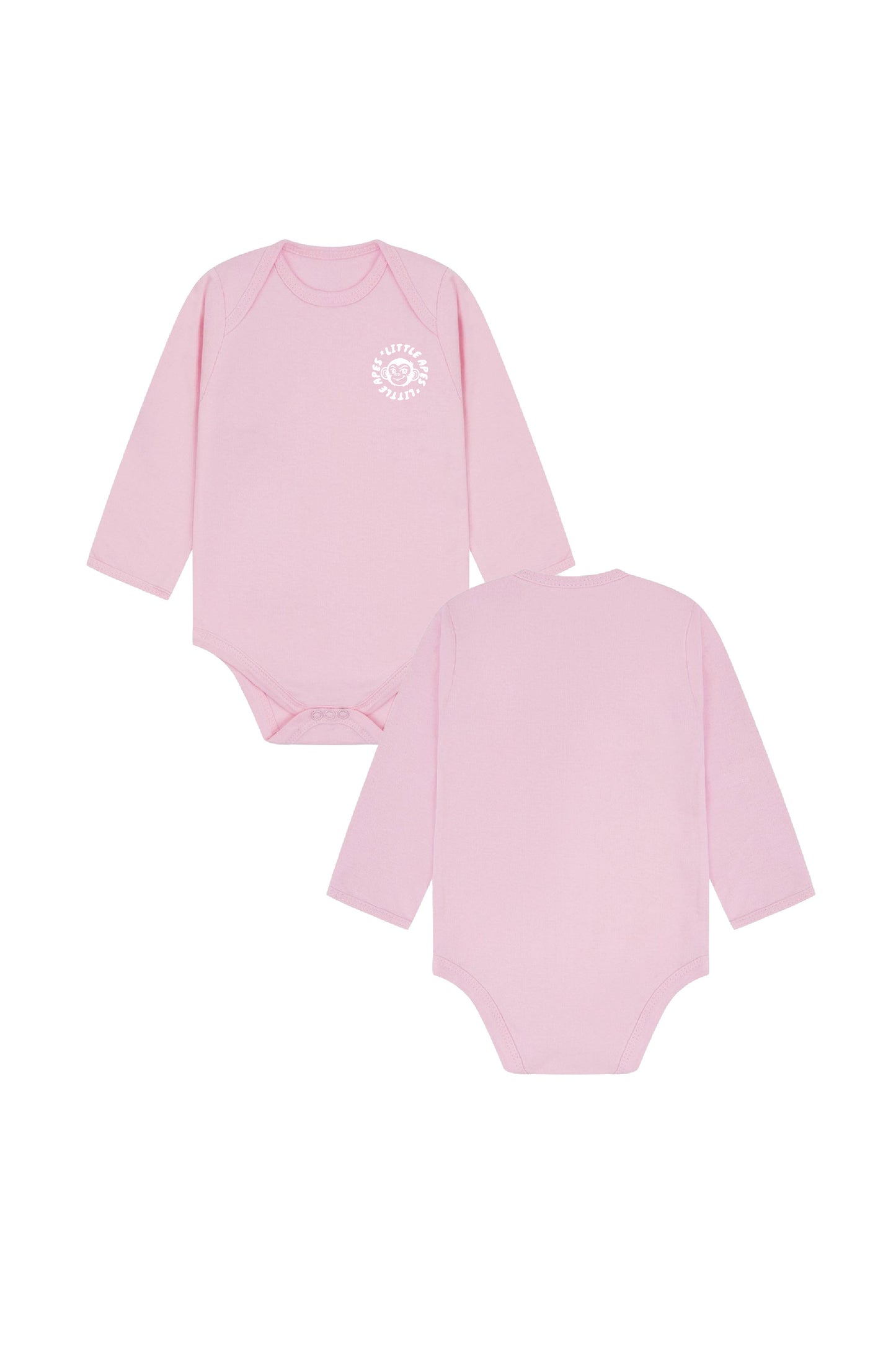 Little Apes Badge Logo Baby Long Sleeve Body Suit - Light Pink