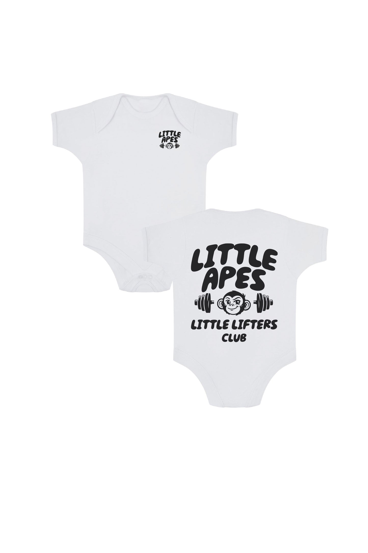 Little Apes Little Lifters Club Baby Body Suit - White