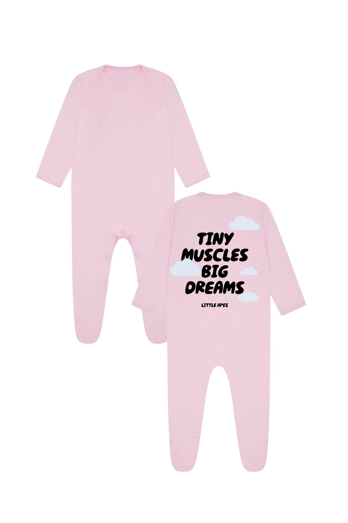 Little Apes Tiny Muscles Baby Romper Suit - Light Pink