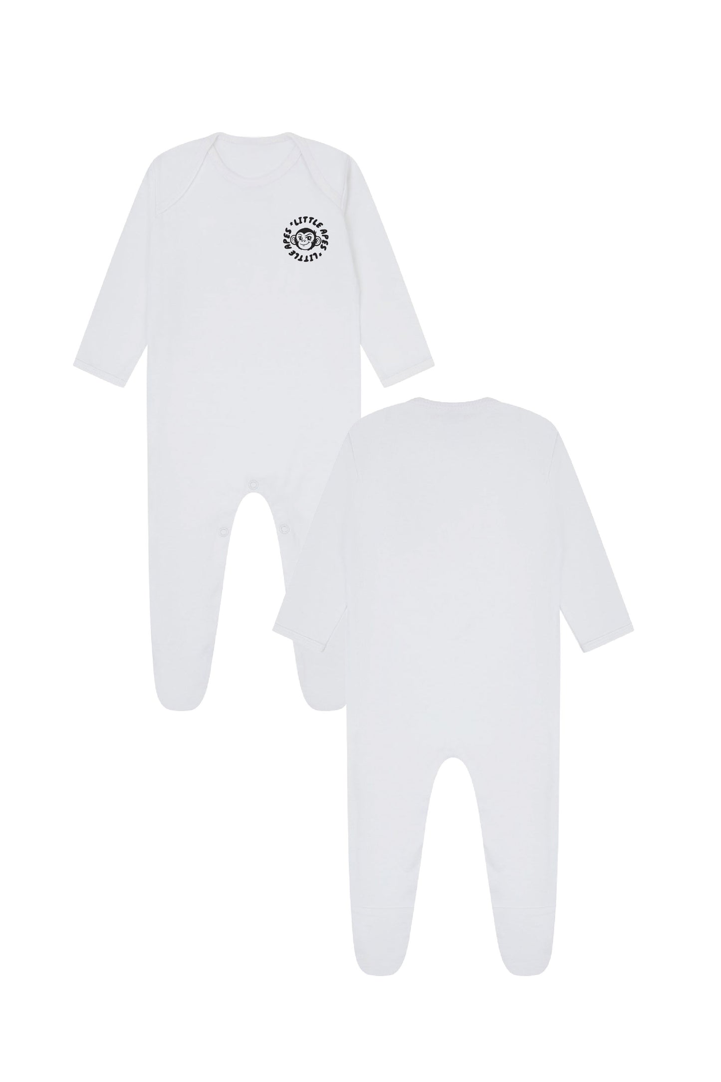 Little Apes Classic Badge Baby Romper Suit - White