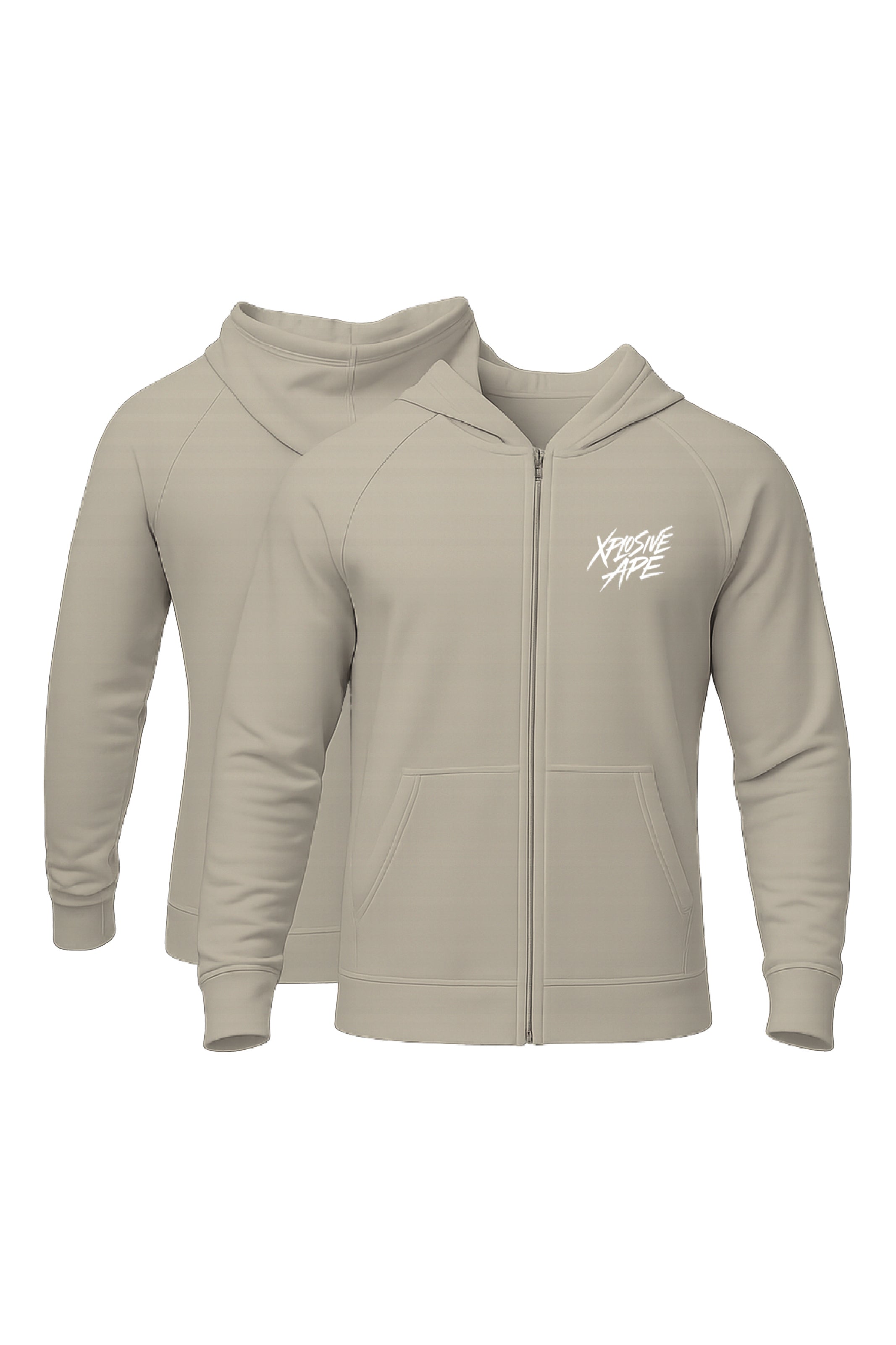 XAPE Classic Brush Script Oversized Zip Hoodie - Stone – Xplosive Ape
