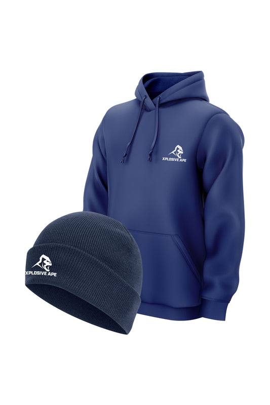 XAPE Classic String Hoodie & Prime Beanie - Cobalt/Navy
