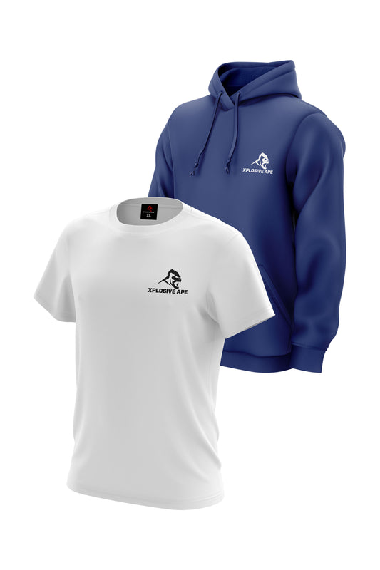 XAPE Classic String Hoodie & Logo Tee Combo - Cobalt/White