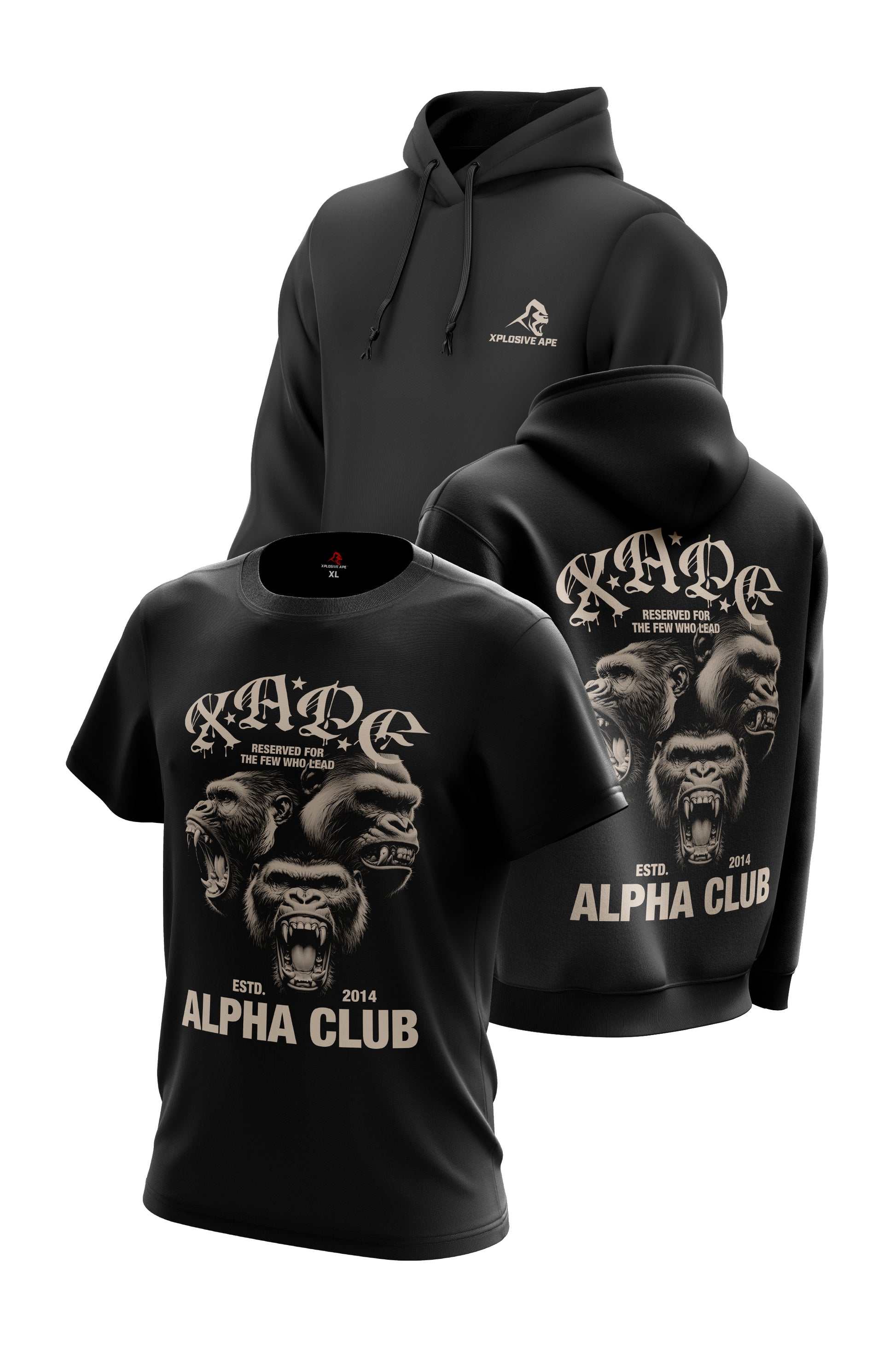 XAPE Alpha Club Reserved Hoodie & Tee Combo - Black