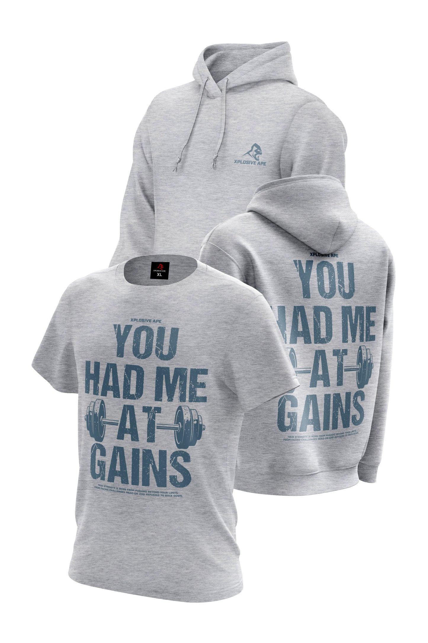 XAPE Alpha Gains Hoodie & Tee Combo - Sports Grey