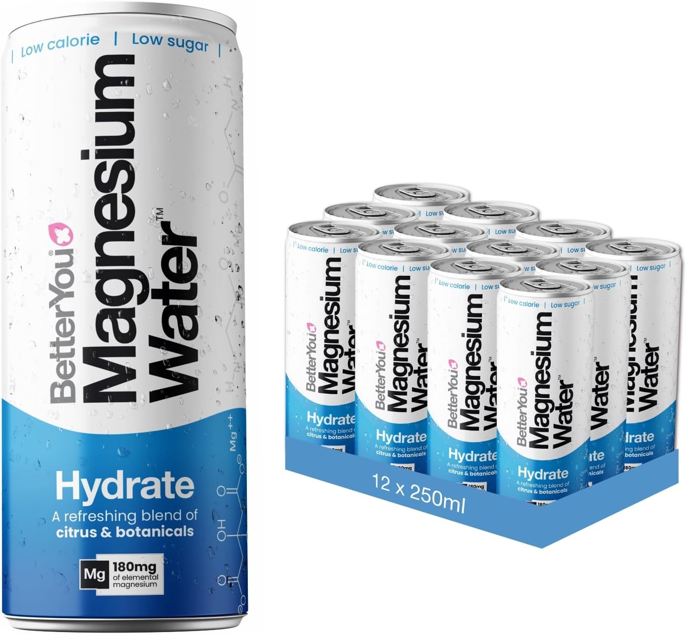 BetterYou Magnesium Water Hydrate 12x250ml Citrus & Botanicals