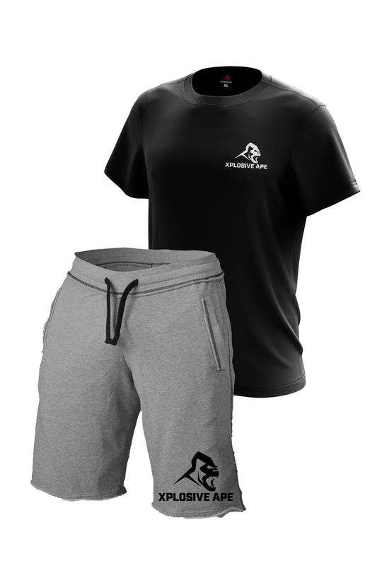 XAPE Essential Black Tee & Ultimate Rag Grey Shorts Bundle