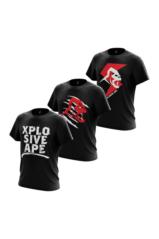 XAPE Bolt 3 Tees Pack - Black/Black/Black