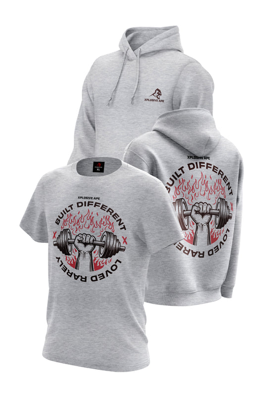 XAPE Built Different  Hoodie & Tee Combo - Sports Grey