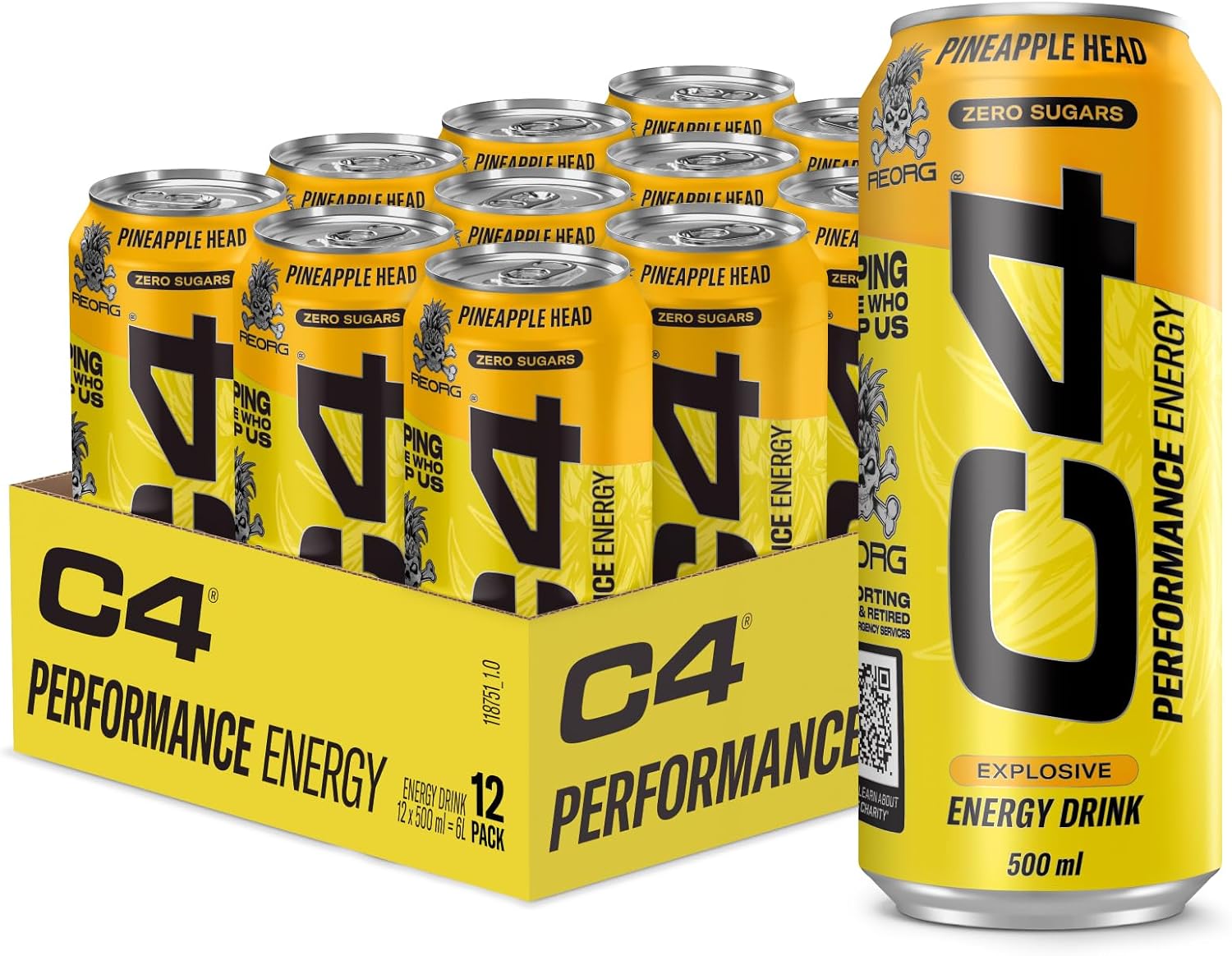 Cellucor C4 Performance Energy Carbonated RTD 12x500ml Pineapple Head