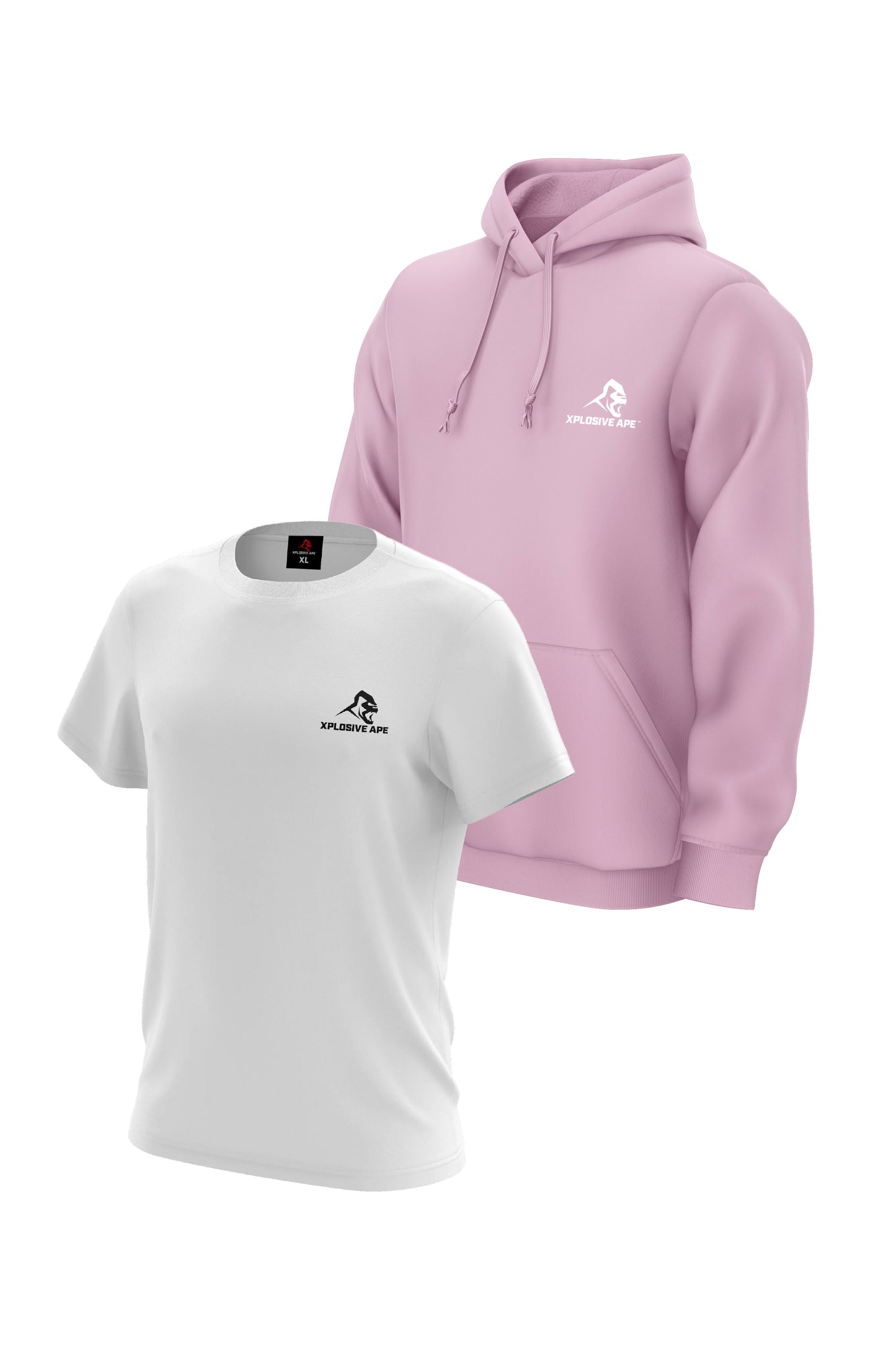 XAPE Essential Tee & Classic Hoodie Combo - White/Light Pink