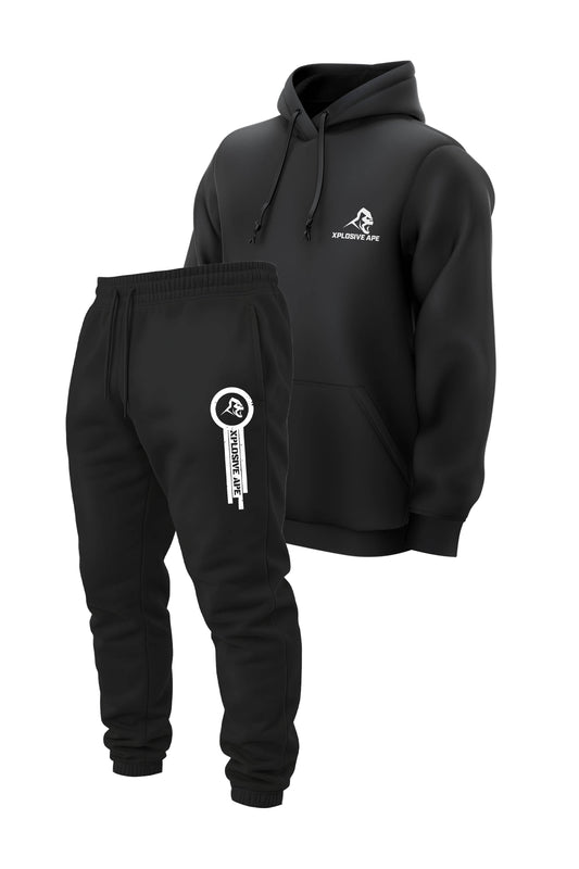 XAPE Classic String Hoodie & Panelled V2 Joggers Combo - Black