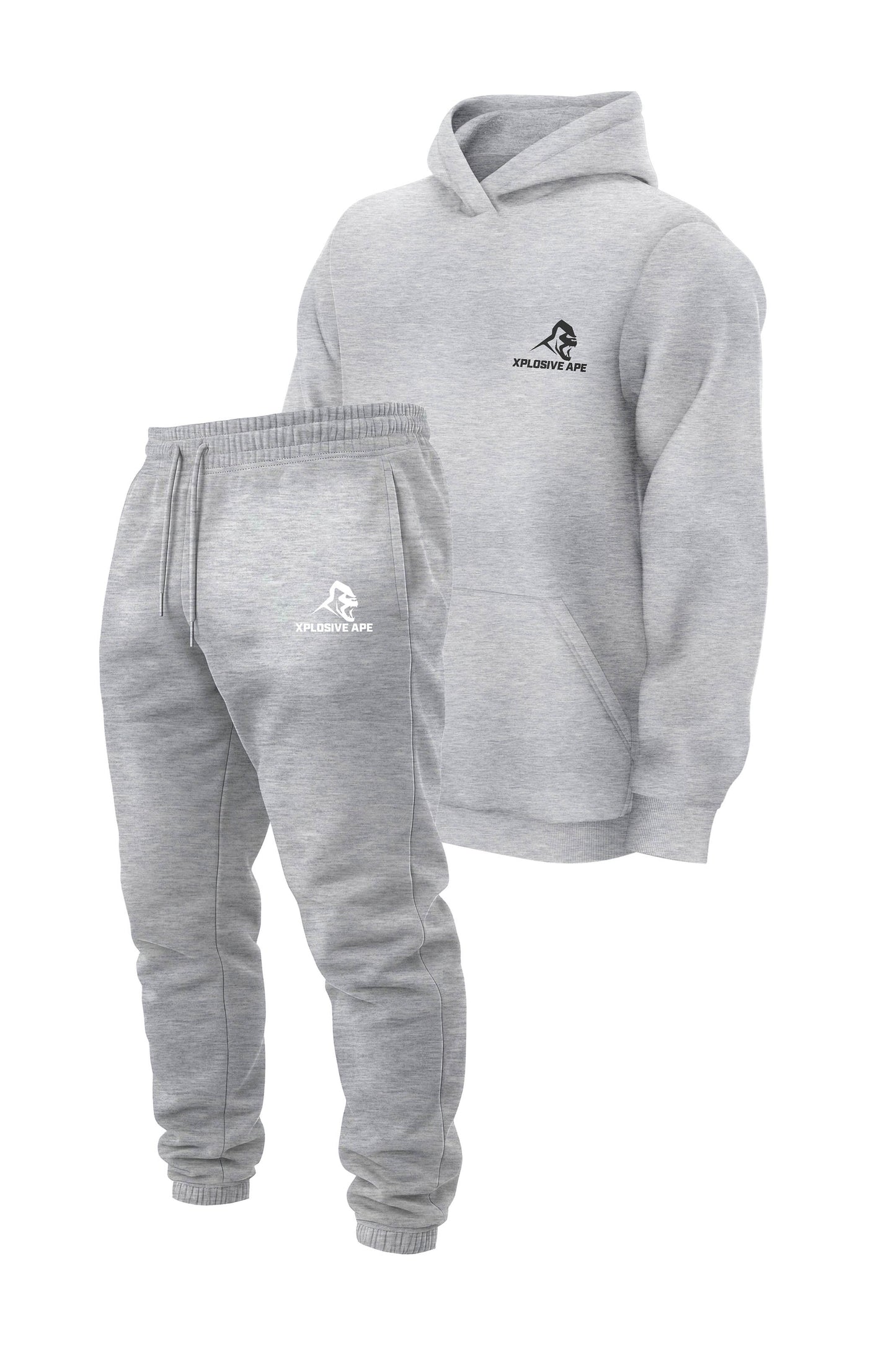 XAPE Classic Hoodie & Classic Logo Joggers Combo - Sports Grey/Ash Grey