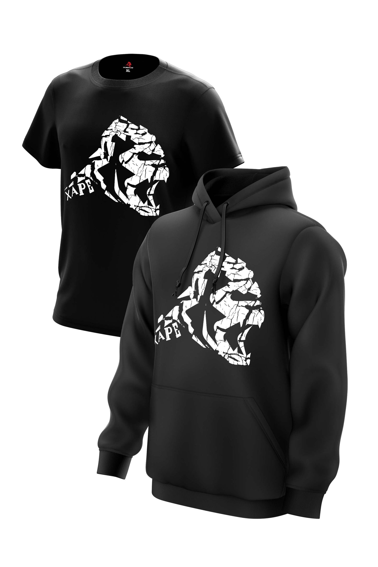 XAPE Cracked Earth Hoodie & Tee Combo - Black