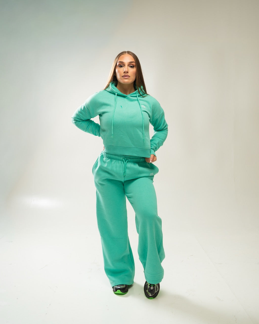 XAPE Core Logo Cropped String Hoodie - Deep Teal