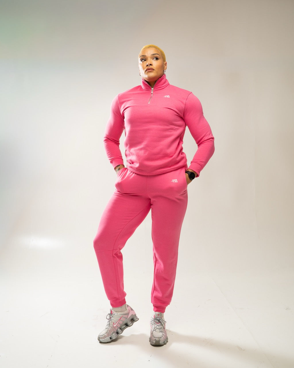 XAPE Core Logo Quarter Zip - Dusty Pink