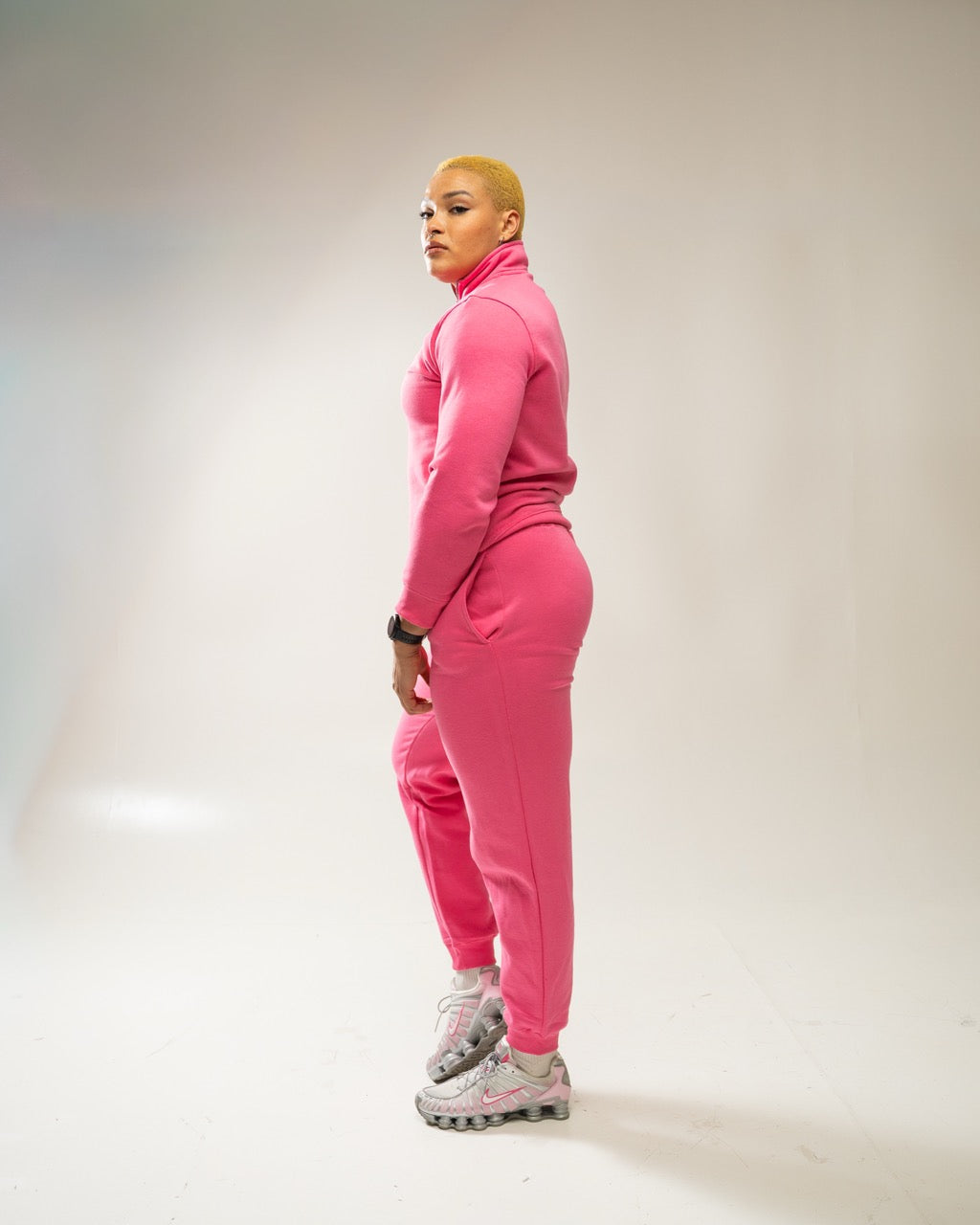 XAPE Core Logo Quarter Zip - Dusty Pink