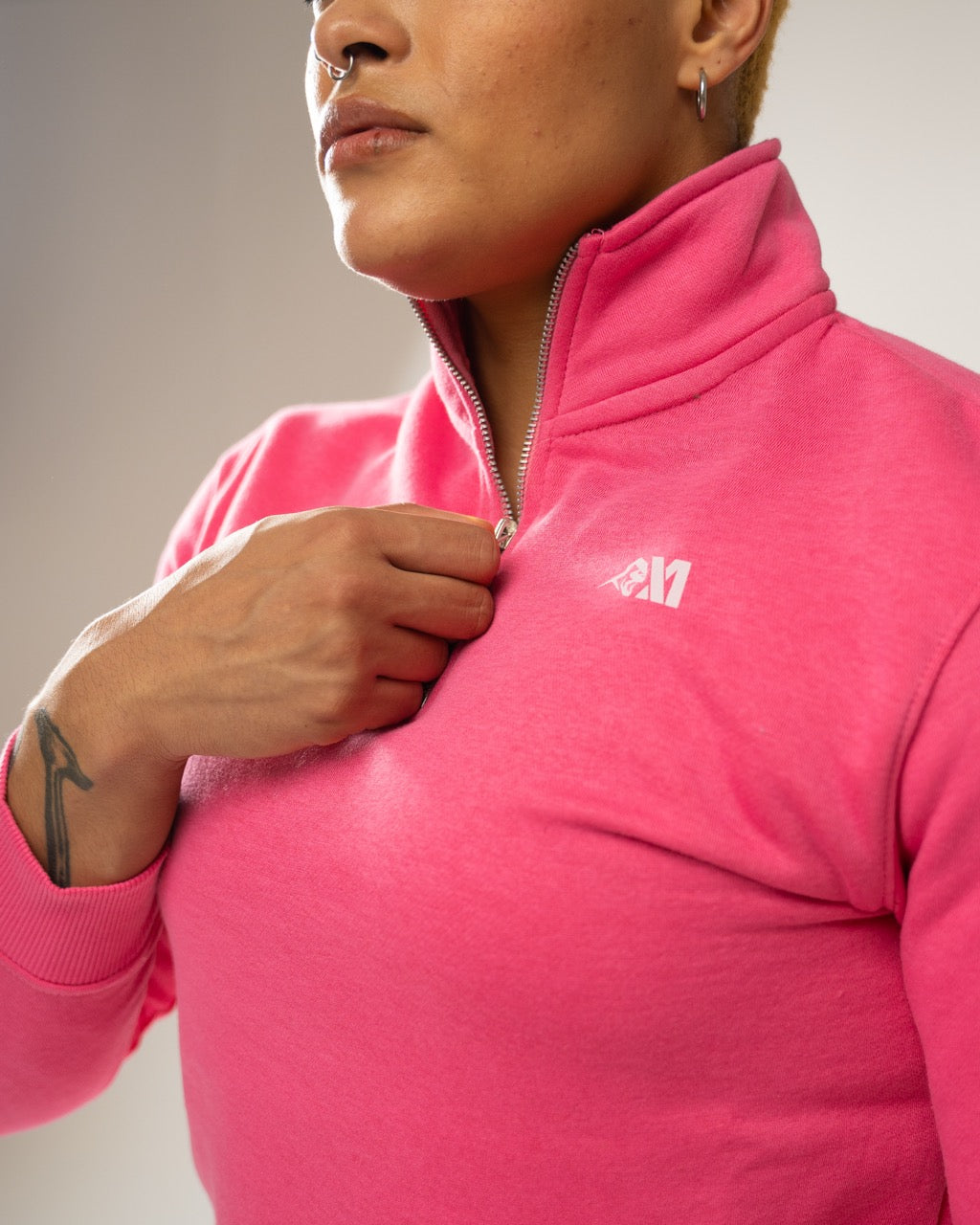 XAPE Core Logo Quarter Zip - Dusty Pink