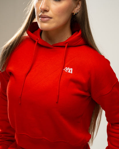 XAPE Core Logo Cropped String Hoodie - Red