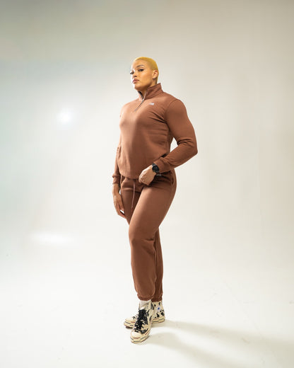 XAPE Core Logo Quarter Zip - Cocoa