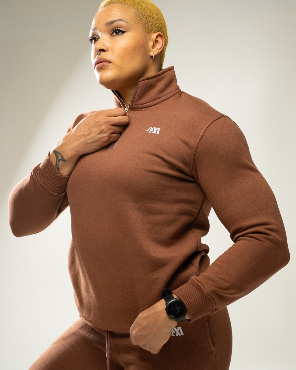 XAPE Core Logo Quarter Zip - Cocoa