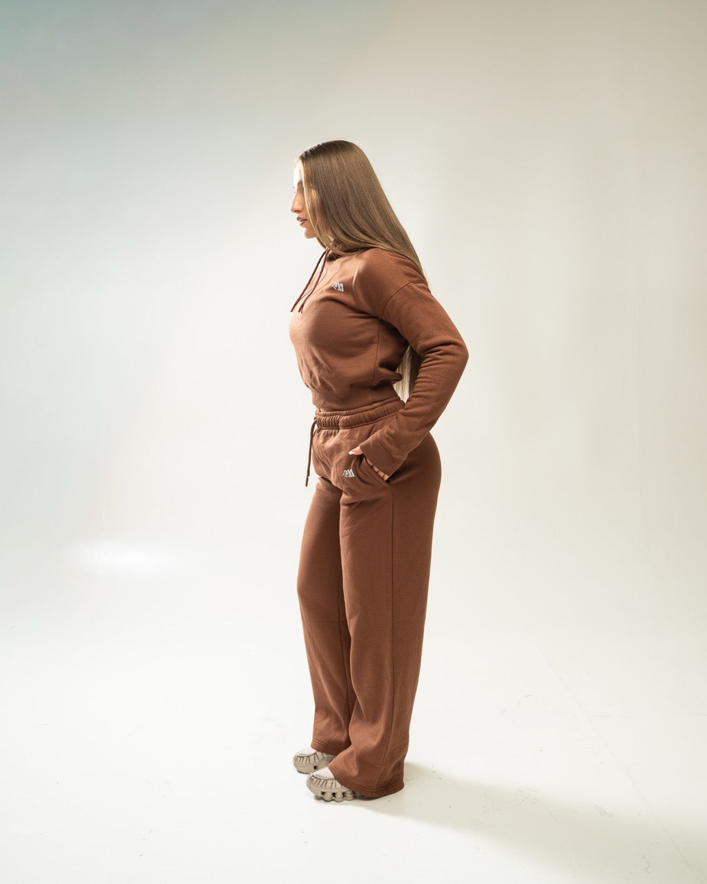 XAPE Core Logo Cropped String Hoodie - Cocoa