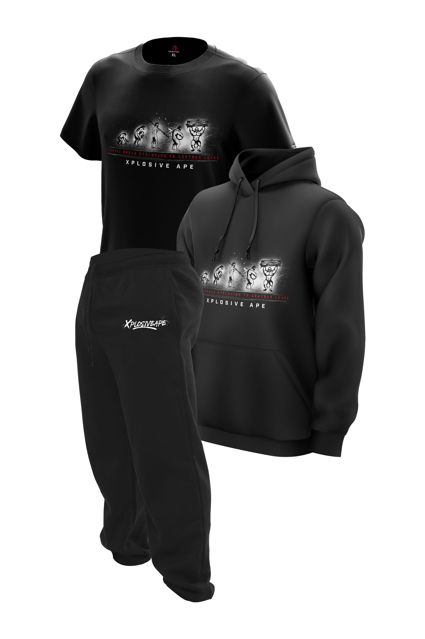 XAPE Evolution Hoodie Tee & Joggers Combo - Black