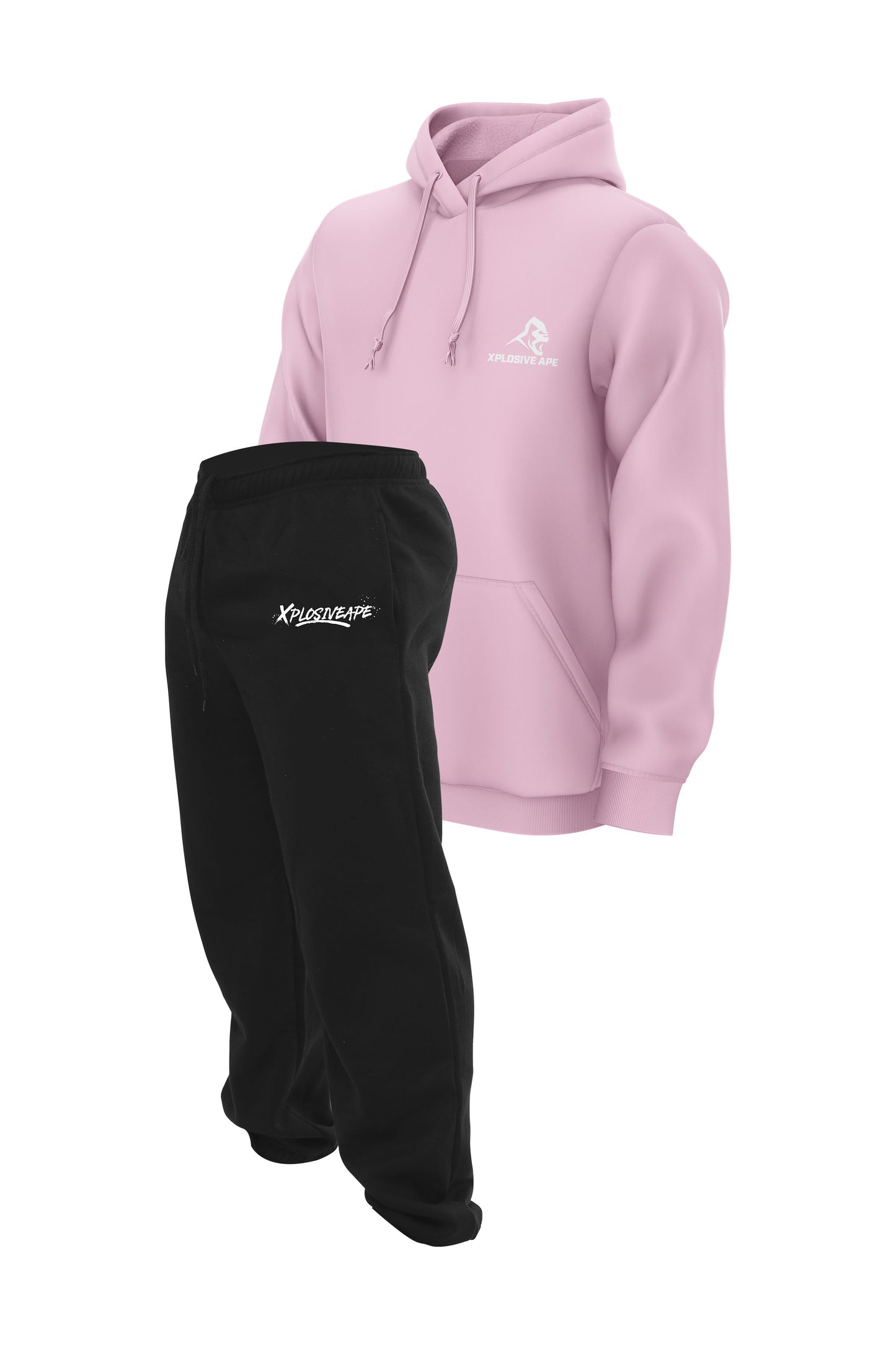 XAPE Desolate Joggers & Essential Hoodie Combo - Black/Light Pink