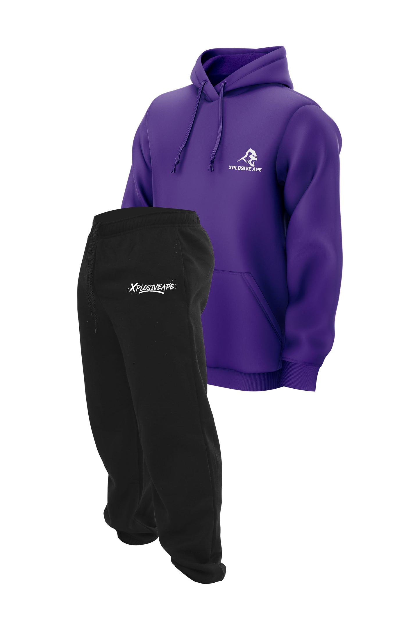 XAPE Desolate Joggers & Essential Hoodie Combo - Black/Purple